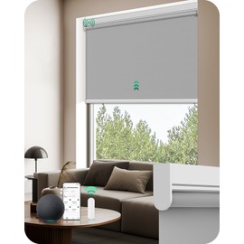 Allesin Motorized Roller Blinds with Remote Control for Windows, Blackout Automatic Shades with Quiet Motor, Dry Battery Powered Electric Blind (Gray 23" W x 72" H)
