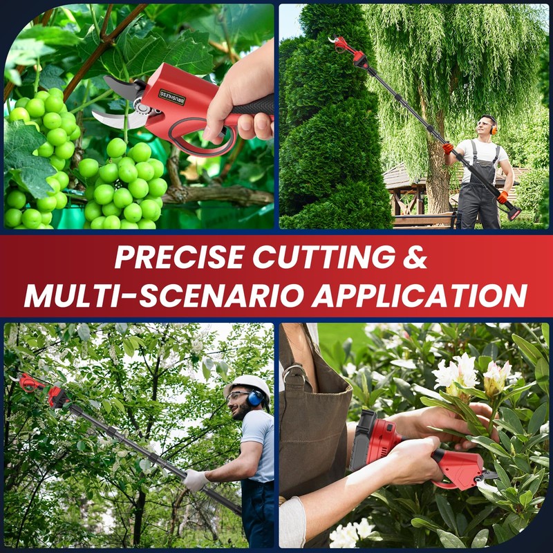 Electric Pruning Shears with Pole, 2-in-1 Cordless Pruning Shears 1.6"