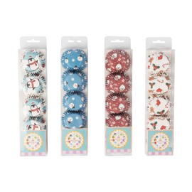 100pcs of Christmas Cupcake Cases with Cute Reindeer Printed Design Mini Paper Muffin Cases for Baking