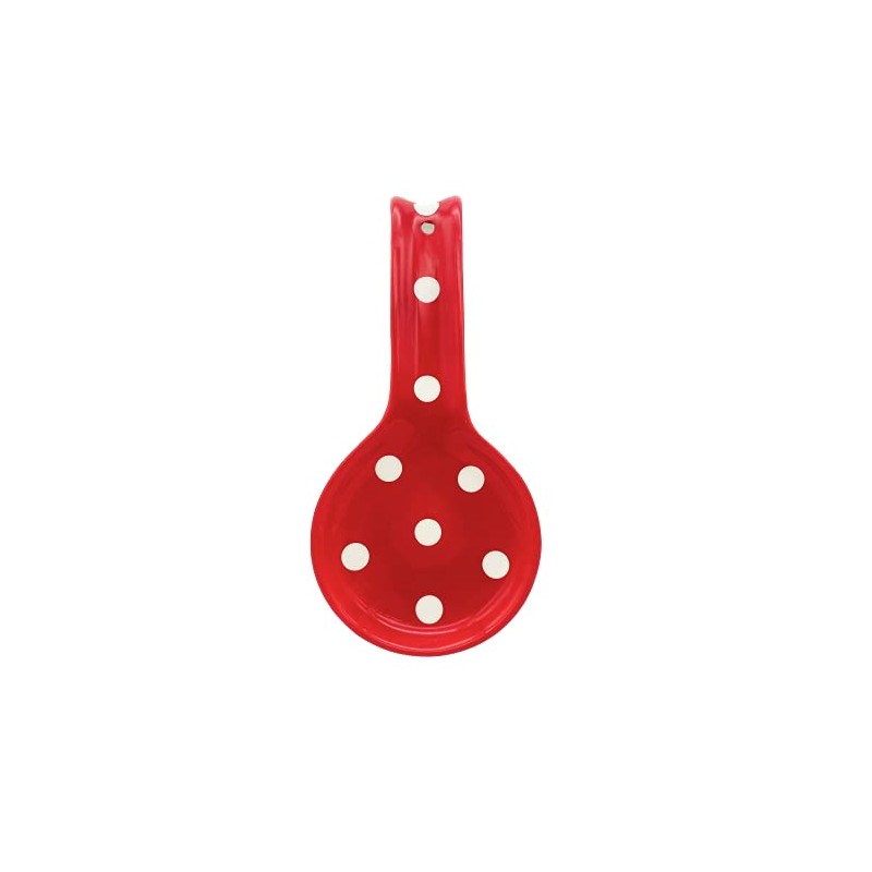 ACK Viva Collection, Red Polka Dot Hand Painted Ceramic Spoon