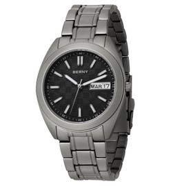 BERNY Men's Watch Titanium Watch 10ATM Waterproof Analogue Quartz Watches Super Luminous, Titanium black, Bracelet