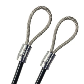 PSI - Galvanized Steel 3/16” Vinyl Coated Wire Rope 7x19 Strand 1/8” Core, Double Looped with Zinc Plated Sleeves, Made to Order Security Cable (90 feet, Black)