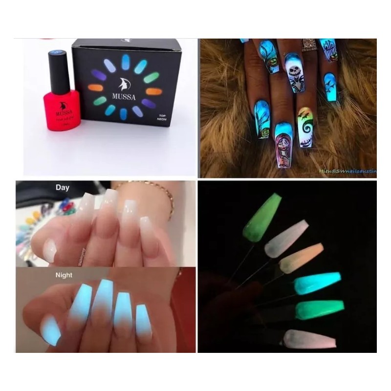 Lé Mussa Top Efecto Neón Para Uñas Semipermanente Brilla De