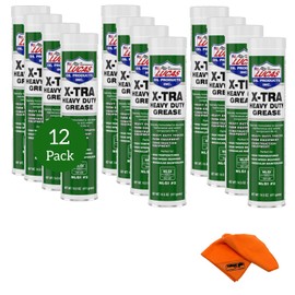 Lucas X-TRA Heavy Duty Grease, 12 Pack, Waterproof & High Temp Grease for Metal Surfaces w/Torque Towel to Clean Hands