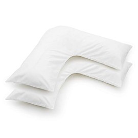 mFabrics Pack of 2 | Poly-Cotton Plain Dyed V Pillow Covers | UK V-Shaped Pillowcase Pair (White)