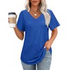 OFEEFAN V Neck T Shirts for Women Short Sleeve Casual
