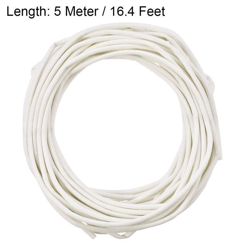 uxcell Insulation Braid Sleeve, 16.4Ft-2mm High Temp Silicone Fiberglass Sleeve