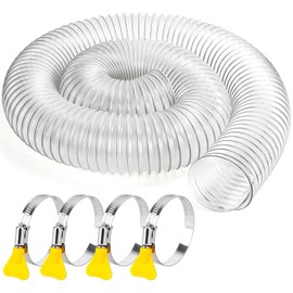 Heavy PVC Dust Collection Hose 4 In x 10 Ft, Reinforced Clear PVC Fume Hose with 4 Clamps, Flexible and Puncture Resistant 4 Inch Dust Collection Fittings for Woodworking