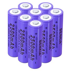 14500 Rechargeable Battery 3.7V Li-ion Batteries 2500mAh Large Capacity Button Top 8 Pack for Flashlight Headlamp