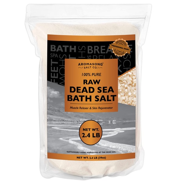 2.43 Lb Raw Dead Sea Salt Not Cleaned, Still Contains All Dead Sea Minerals Including Dead Sea Mud, Fine Medium Grain, Resealable Bulk Pack, Better Absorption & Leaves Your Skin Softer Then Epsom Salt