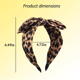 Leopard Knotted Bow Headband for Women Leopard Print Hair Accessories for Women Girls Christmas Headband Party Costume Leopard Hairband Wide Headband for Girls Xmas Headpieces Head Band