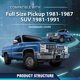 PIT66 TPE Dash Bezel Cover, Compatible with Chevy GMC Full Size Pickup 1981-1987/ Chevy GMC SUV 1981-1991 Dashboard Cover (Red)