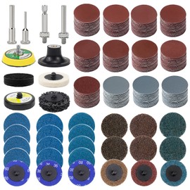 Sanding Discs Set of 300 Sanding Discs 50 mm Velcro for Drills and Sanders with 3 mm and 6 mm Shank Support Plate, Includes 2 Inch Roll Lock Sandpaper in 36-3000 Grit (A)