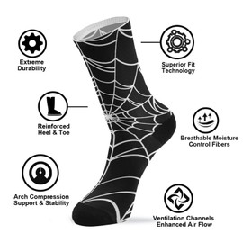 PMAIHNAS Goth Spider Web Athletic Crew Socks Over the Calf Tube Socks Peformance Cushion For Men Women