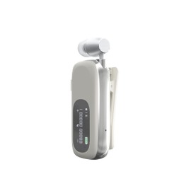 SUNSEATON Business-Bluetooth-Headset mit einziehbarem Kabel, kabelloses Headset mit Mikrofon, kabellose Lavalier-Kopfhörer mit LCD-Display, Bluetooth 5.4, Verbindung zu 2 Handys (Beige)