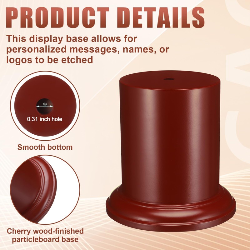 Chunful 1 Pack 3.94 x 3.94 Cherry Wood Base Trophy