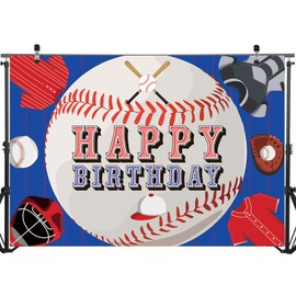 Béisbol Deportes Decoración de fiesta de béisbol Feliz Cumpleaños Banner para Niños Adolescentes | Fondo de Deportes de Béisbol Fondo Banner Decoraciones de pared Cumpleaños Baby Shower Festival Party Suministros 180 x 124 cm