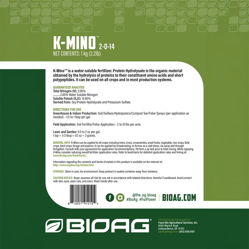 BioAg K-Mino Water Soluble Fertilizer 300g Pouch by BioAg