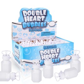 Bulk Wedding Bubbles with Wands - (96 Count) Mini Double Heart Top Bubbles for Wedding Send Off, Bridal Party Favors, Engagement, Anniversary Celebrations, Toy Gifts for Kids, Boys or Girls