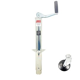 SOUTHWEST WHEEL 2,000 lbs top Wind RAM Zinc A-Frame Trailer Jack w/ 6" Steel Caster Wheel