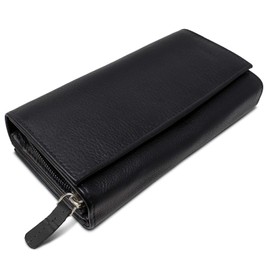Royalz Vintage Leather Wallet for Women, Large Wallet with Many Compartments, RFID Blocker Wallet, Landscape Format, black