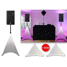 Gorilla White Tripod DJ PA Speaker Stand Cover Lighting Scrim Screens (PAIR)