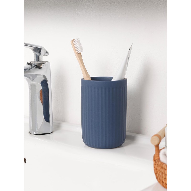 INGOFIN Ceramic Toothbrush Holder, 12 oz Toothpaste Holder Bathroom Cup,
