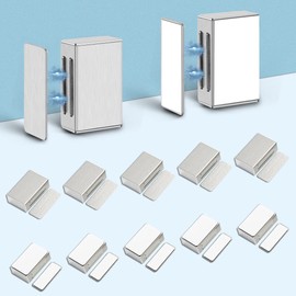 Magnetic Door Catch Adhesive AOSITE 12 Pack Value Set, 17LB Strong No Holes Cabinet Magnets for Kitchen, Cabinet, Cupboard & Drawer Closure, Self-Adhesive Magnetic Catches, Silver Stainless Steel