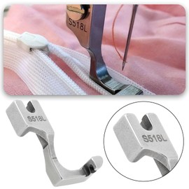 Briny River 2Pcs S518L Single-Sided Invisible Zipper Presser Foot Metal Sewing Machine Foot Suitable for Most Industrial Sewing Machines