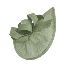 Caprilite Vegan Moon Hoop Fascinator Hat on Headband Wedding Ascot Races Bespoke Sinamay Disc (Sage Green)
