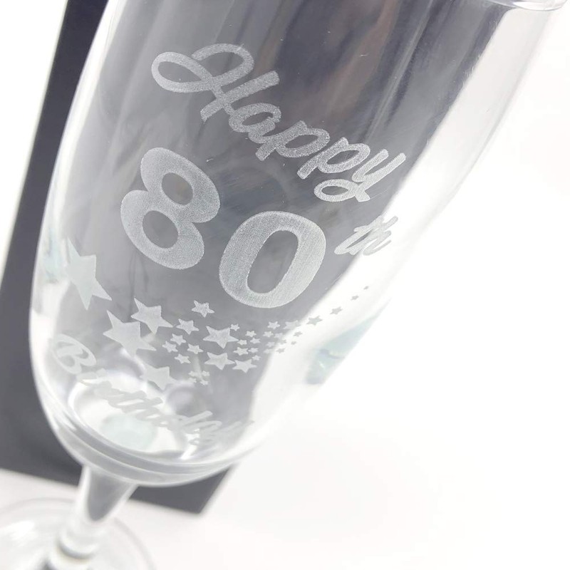 ukgiftstoreonline 80th Birthday Stars Champagne Flute Glass Gift Boxed