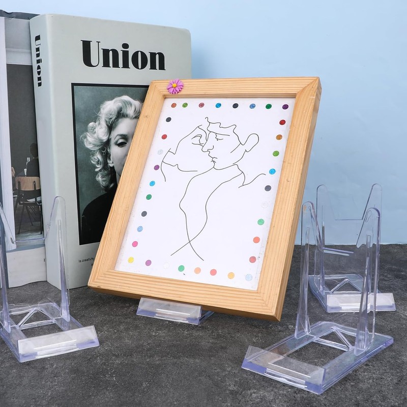 15 Pieces Clear Plastic Plate Stands,Adjustable Clear Acrylic Plastic Display