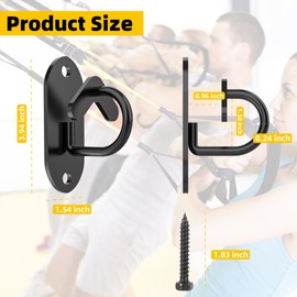 Wuno Shop 3 Pcs-Resistance Band Wall Anchors System, Wall Mount Workout Anchors for Exercise Bands, Space-Saving Home Gym Hooks for Different Levels Strength Training,Fitness-Black