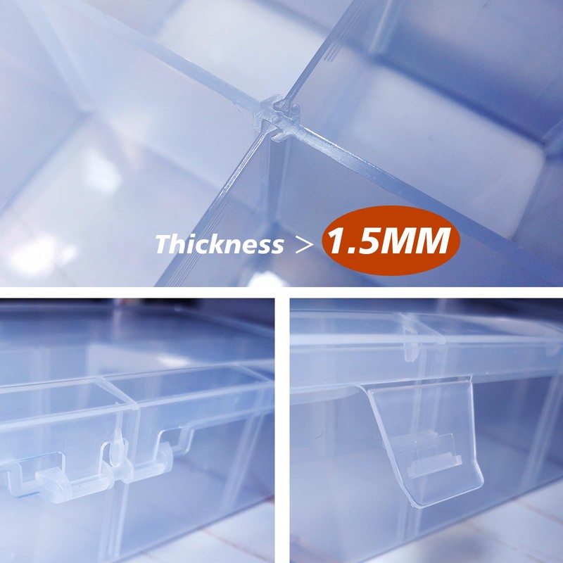 SRNYJAO Plastic Tackle Box, Large 12 Grids Clear Tackle Box