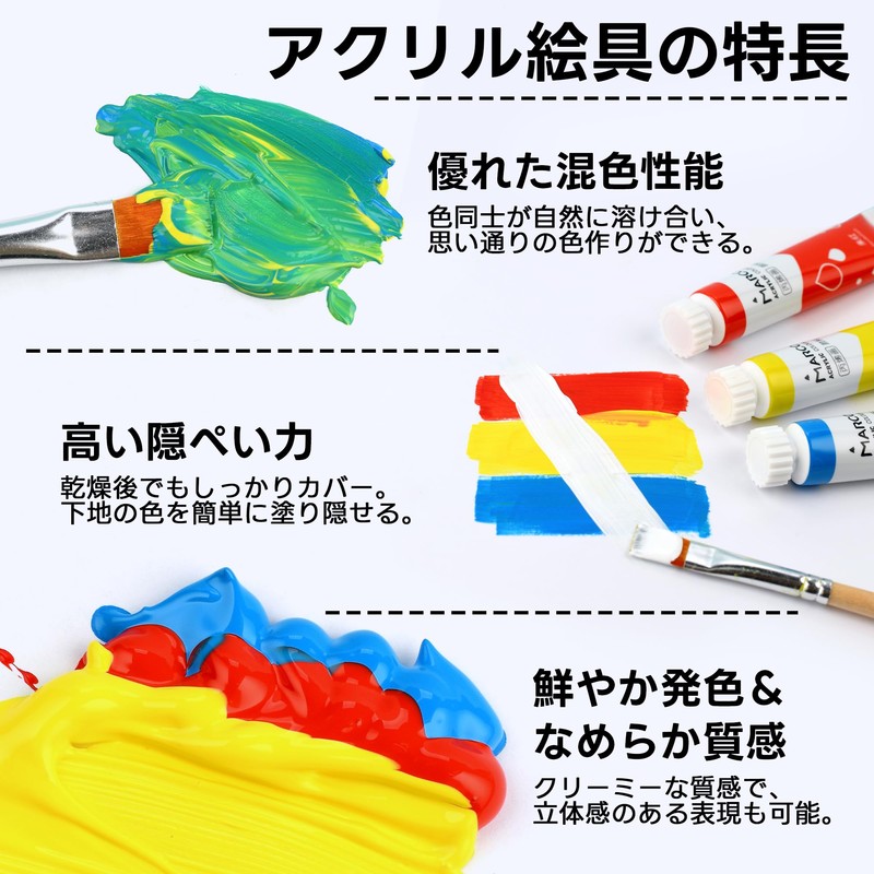 Marco Acrylic Paints, 24 Colors, Brush Palette Included, Acrylic Gouache,