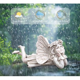 Garden Fairy Decor for Outside - Angel Holding Face Figurines, Lovely Fairy Statues Outdoor and Indoor, Ideal for Patio, Yard, Porch, and Lawn, Gift for Women