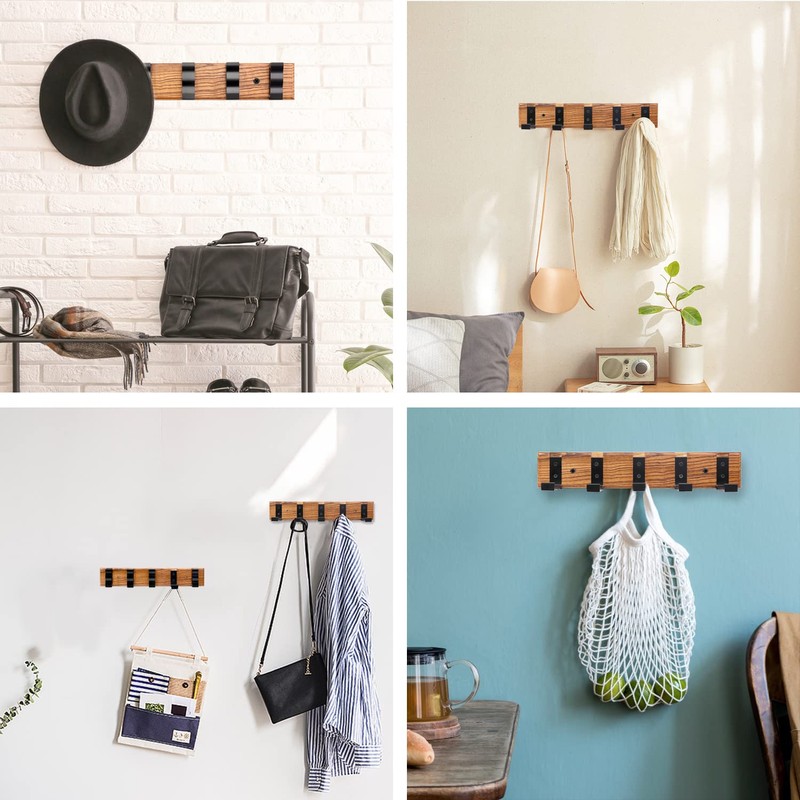 TONGNENGLIU Modern Wall Mounted Coat Rack, Floating Rack with Retractable