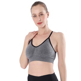 AKAMC Women's Removable Padded Sports Bras Medium Support Workout Yoga Bra 3 Pack,White/Blue/Black,X-Large