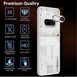 Zeking - 2 Pack Camera Lens Protector for Nothing Phone (3a), 9H Tempered Glass, Metal Single Ring (Silver)