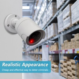 Twilight Garage Dummy CCTV Cameras, 2 Packs Fake Simulated Surveillance Bullet Security Camera with Realistic Red Flashing Light Sensor Waterproof for Indoor or Outdoor Use