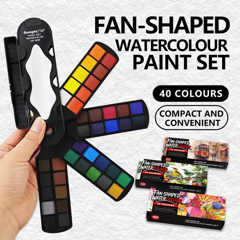 kander 30 Color Watercolor Paint Set with Detail Paint Brushes