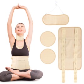 Castor Oil Pack Wrap, 4Pcs Castor Oil Patches for Neck Chest Waist, Reusable Adjustable Cotton Caster Oil Packs for Hot/Cold Compress