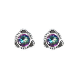 Mystic Topaz Stone Post Stud Earrings 925 Sterling Silver Gemstone Stud Earrings For Girls Women Jewellery Handmade Earring