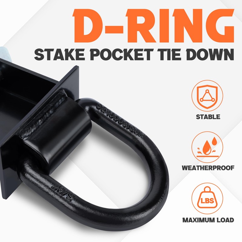 Lonffery Stake Pocket D Rings, 4PCS 18000lbs Heavy Duty Stake