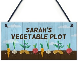 RED OCEAN Novelty Vegetable Plot Sign For Garden Summerhouse Hanging Door Wall Sign