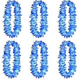 6 Thicken 41 Inch Blue Hawaiian Leis for Graduation Party  Dance Photo Prop in Outdoors (6 Pcs) - Size: 6 Pcs
