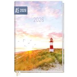 Häfft® Chäff-Timer Classic Calendar 2026 A5 "Lighthouse" Book Calendar, Appointment Calendar, Weekly Planner for 12 Months: Jan 2026 to Dec. 2026 - Sustainable and Climate Friendly