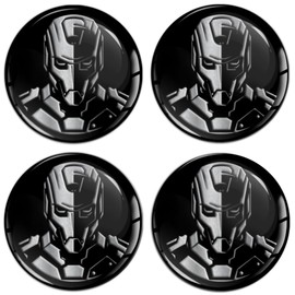 SkinoEu Set of 4 x 65 mm Sticker for Hub Caps Hub Caps Hub Caps Wheel Hub Cover Wheel Sticker Black Silver Robot A 7965