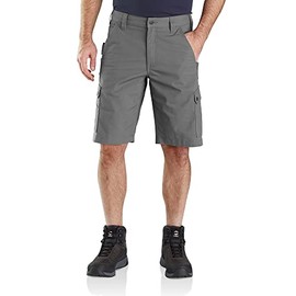 Carhartt Men's Rugged Flex Relaxed Fit Ripstop Cargo Work Utility Shorts, steel