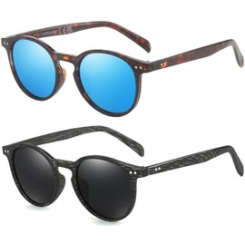 LEDING&BEST Vintage Round Sunglasses Mens Womens Polarised for Driving Fishing Summer Travel Holidays Retro Classic Sun Glasses UV400 Protection